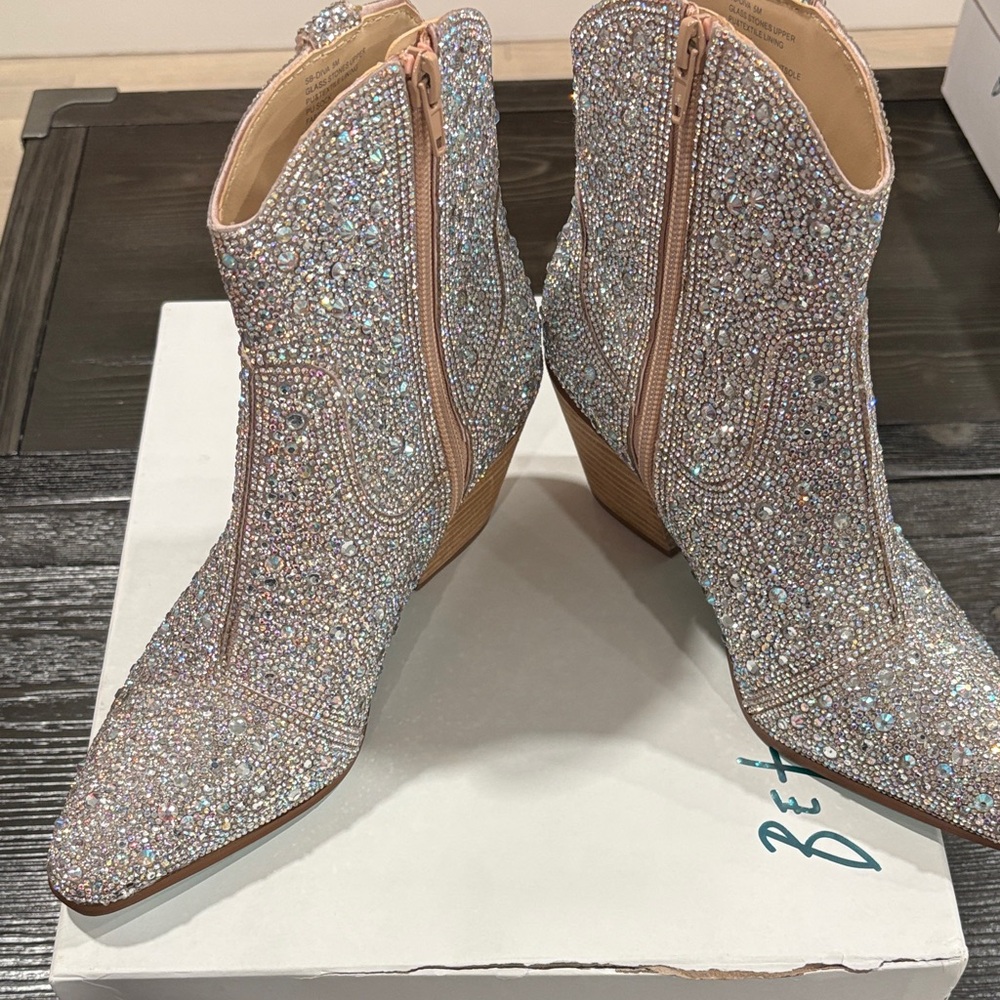 Betsey Johnson Silver Glitter Ankle Boots